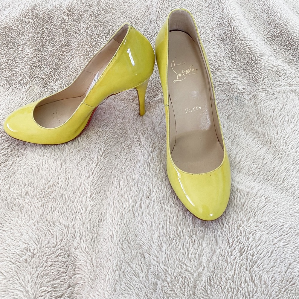 Christian Louboutin Fifi Yellow Patent Leather Heels